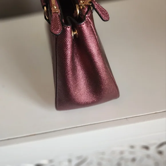 Coach Surrey Metallic  Pink/Raspberry/Wine Handbag - Picture 3 of 7